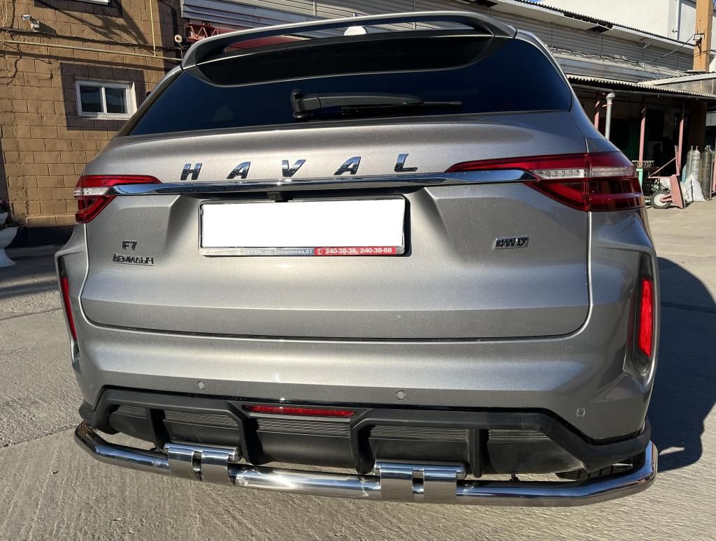 Защита заднего бампера угловая двойная с перемычками 60+42мм