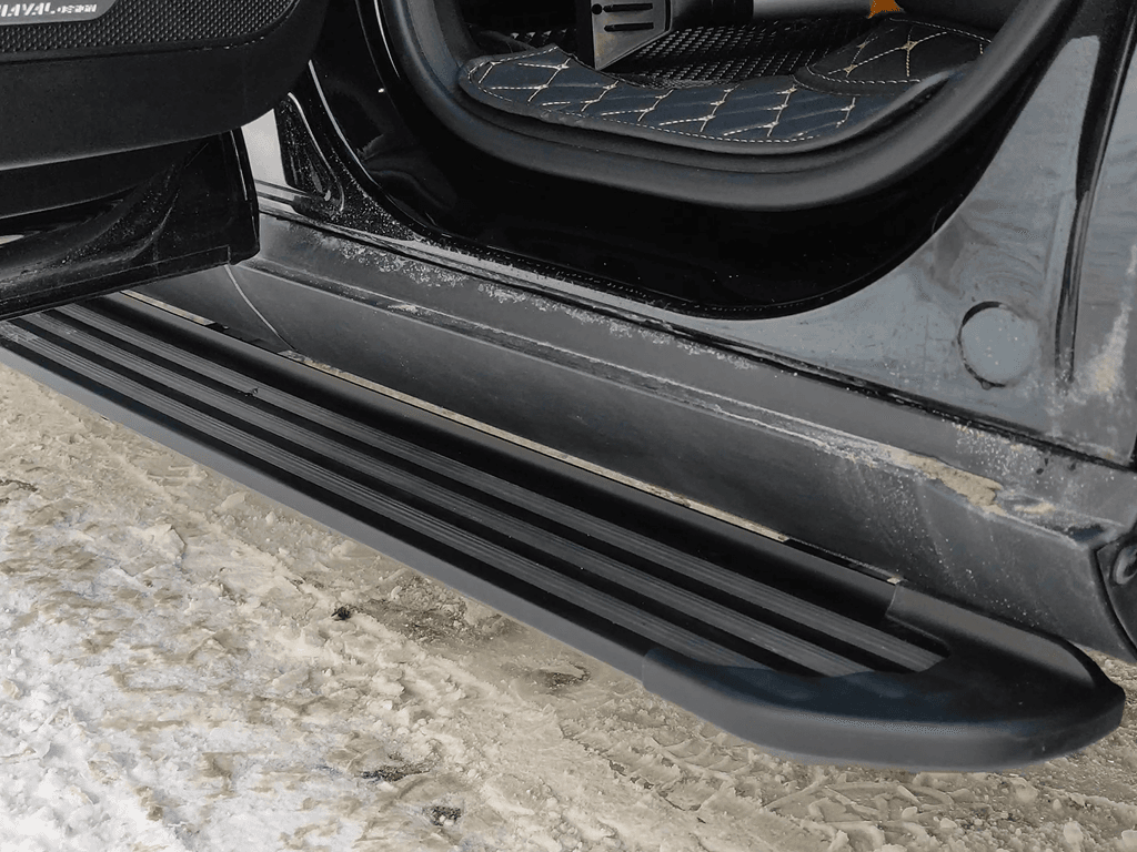 Пороги Алюминиевые Чёрные "Slim Line Black" 1820 мм на Хавал Дарго