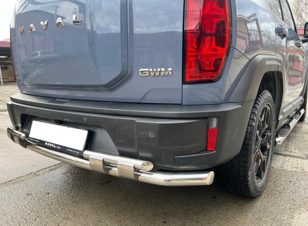 Защита заднего бампера двойная с перемычками 60+42мм